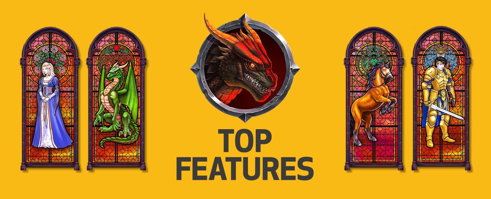 Check the top features you’ll find in this fiery lair of a pokie.