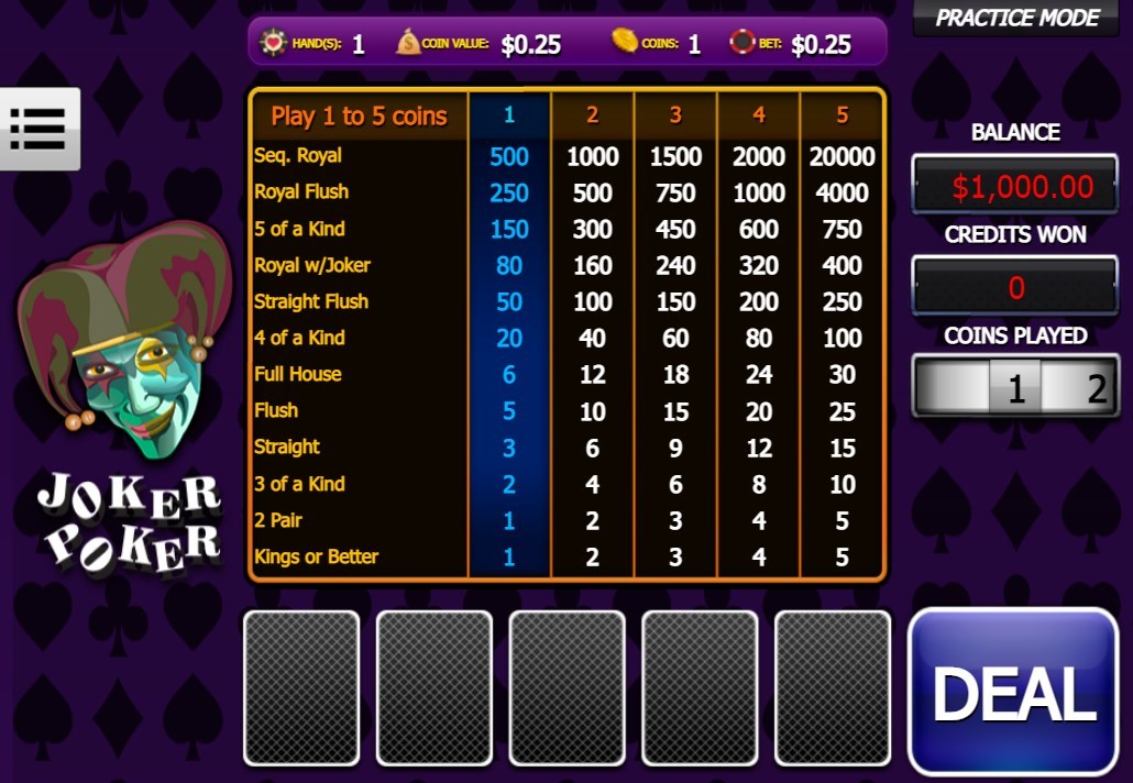 joker poker video poker practice at Joe Fortune Australia