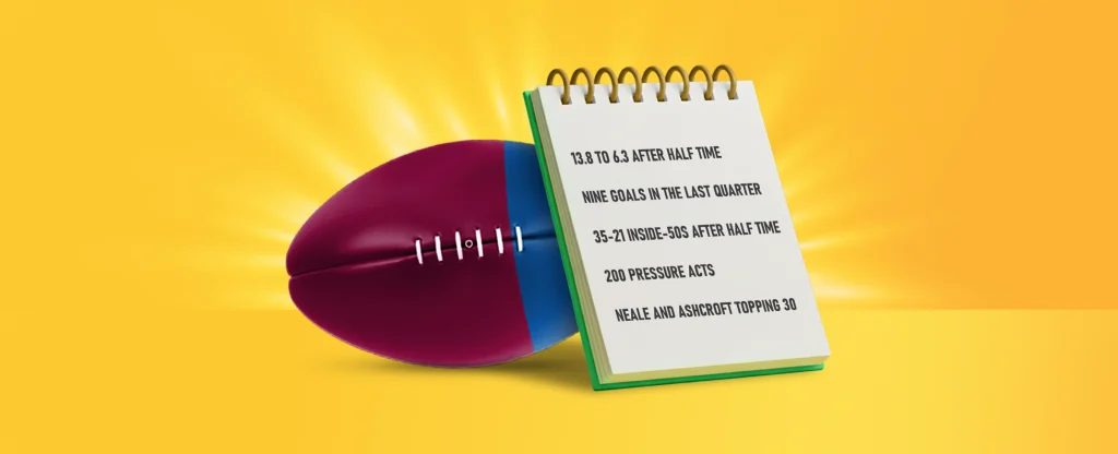 AFL icons: coin, football, and shield representing key match elements.